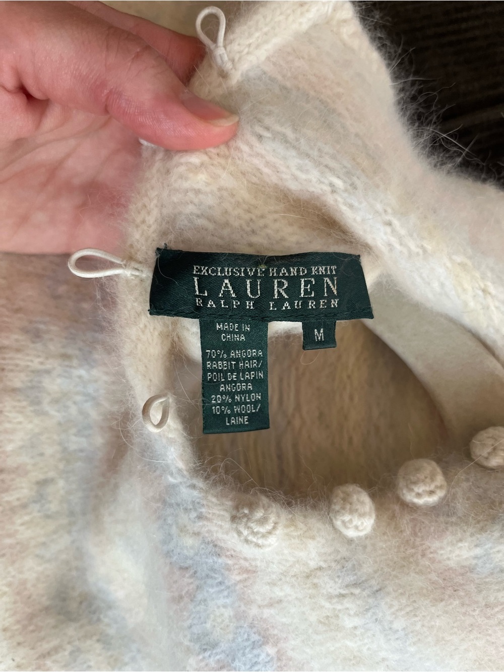 Lauren Ralph Lauren Angora Blend Fair Isle Mock Neck Sweater Pastel Nordic knit - Picture 11 of 11